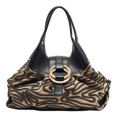 Bvlgari Beige/Black Leather Labyrinth Chandra Hobo