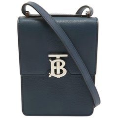 Burberry Blue Leather Robin Crossbody Bag