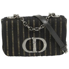 Dior Schwarz/Gold bestickte Caro Umhängetasche aus Stoff