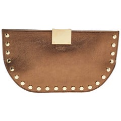 Burberry Bronze Leather Studded Olympia Clutch