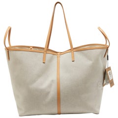 Burberry Beige Canvas and Leather XL Beach Tote