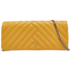 CH Carolina Herrera Yellow Quilted Leather Chain Clutch