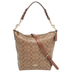 Coach Brown/Beige Signature Coated Canvas Abby Duffle Shoulder Bag