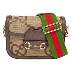 Gucci Beige/Brown GG Canvas Leather Horsebit 1955 Crossbody Bag