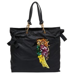Marc Jacobs Black Nylon and Leather Tropical Chappy Bird Shopper Tote