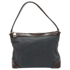Givenchy - Hobo en toile enduite et cuir gris/marron foncé avec monogramme