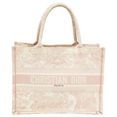 Dior Pink Embroidery Canvas Medium Book Tote