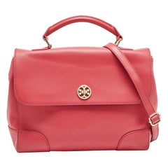 Tory Burch Pink Leather Robinson Top Handle Bag
