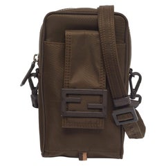 Fendi Green Nylon FF Phone Crossbody Bag