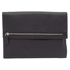 Fendi Black Selleria Leather Wristlet Clutch