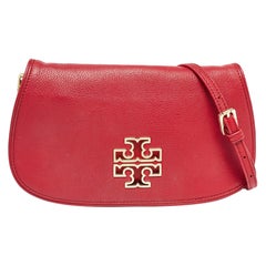 Tory Burch Red Leather Britten Crossbody Bag
