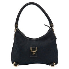 Gucci Black GG Canvas and Leather Abbey D-Ring Hobo