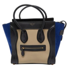 Celine Tri Color Leather and Suede Micro Luggage Tote
