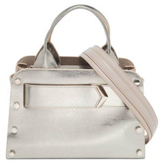 Jimmy Choo Silver Leather and Suede Satchel