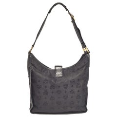 Sac à bandoulière en nylon et cuir Visetos noir avec fermeture éclair MCM