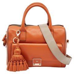 Anya Hindmarch Orange and Grey Leather Carker Satchel