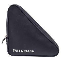 Balenciaga Black Leather Triangle Pouch