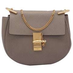 Chloe Grey Leather Medium Drew Shoulder Bag