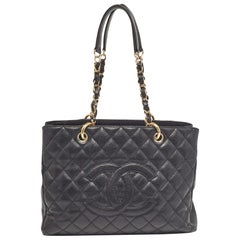 Chanel Black Quilted Caviar Leather GST Shopper Tote