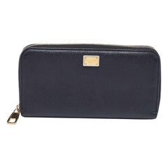 Dolce & Gabbana Schwarzes Leder Portemonnaie mit Reißverschluss