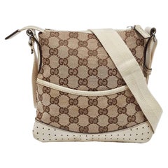 Bolso cruzado de lona y piel Gucci Beige GG