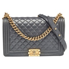 Chanel Grey Quilted Leather New Medium Boy Flap Bag