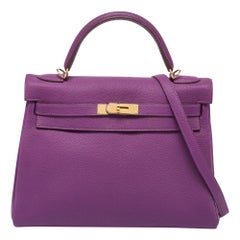 Hermes Anemone Novillo Leather Gold Finish Kelly Retourne 32 Bag