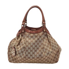 Gucci Beige/Brown GG Canvas and Leather Medium Sukey Tote