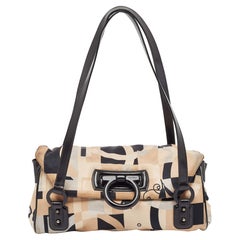 Salvatore Ferragamo, cartella Gancini Flap in pelle e raso stampato multicolore