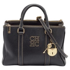 Carolina Herrera Dark Blue Leather Matteo Tote