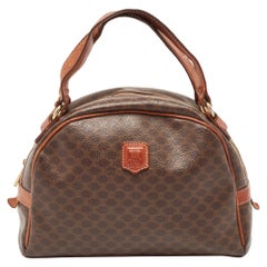 Celine Brown Macadam Coated Canvas and Leather Dome Satchel