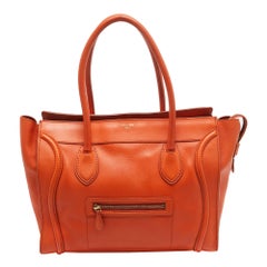 Celine Orange Leather Shoulder Luggage Tote