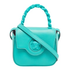 Versace Green Leather Mini La Medusa Top Handle Bag