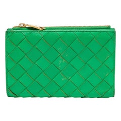 Bottega Veneta Green Intrecciato Leather Bifold Wallet