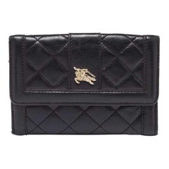 Burberry Black Leather TriFold Compact Wallet