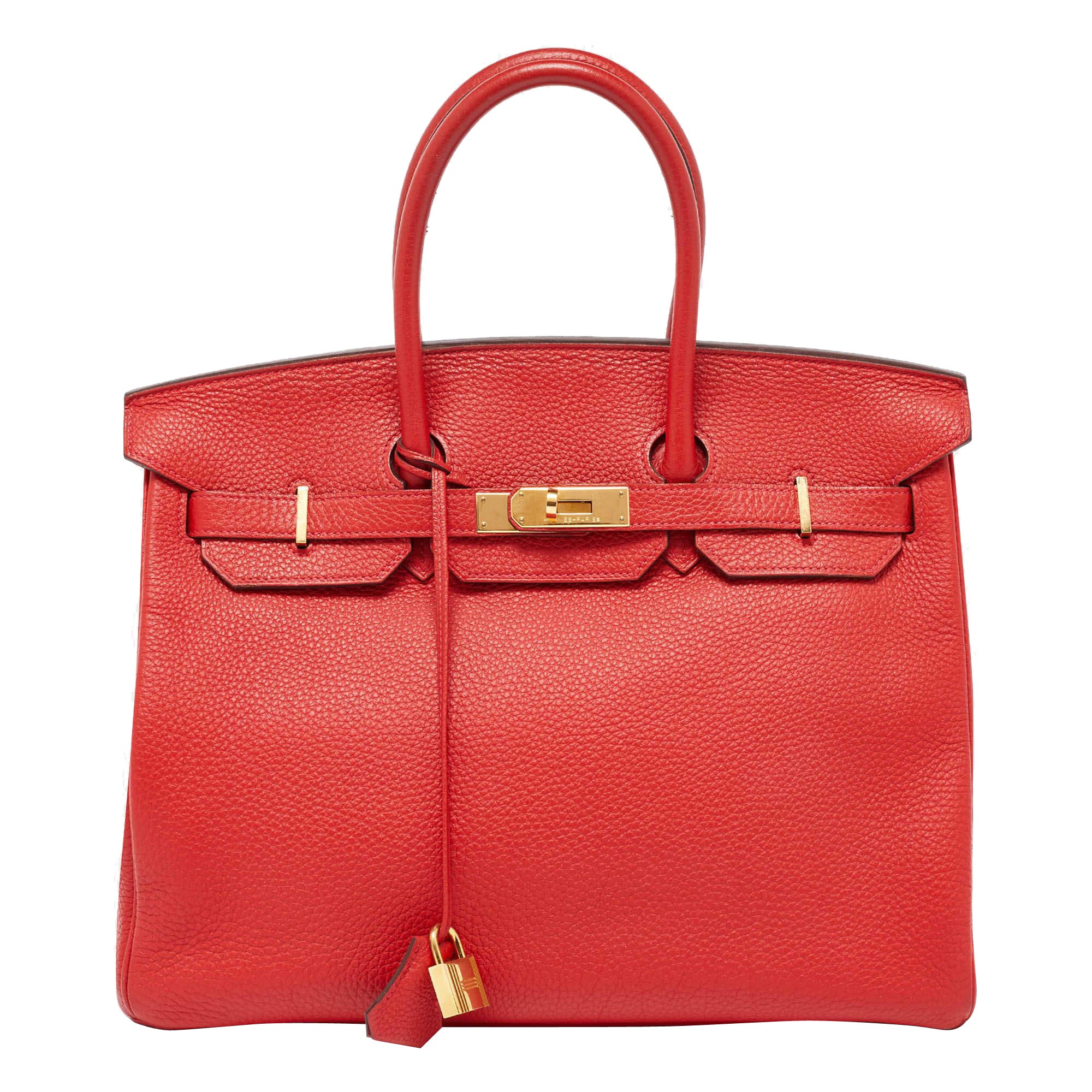 Hermes Rouge Casaque Togo Leather Gold Finish Birkin 35 Bag For Sale