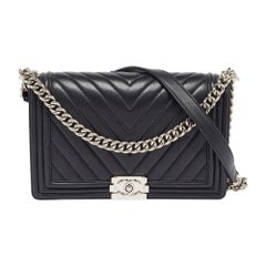 Chanel Black Quilted Leather New Medium Boy Bag