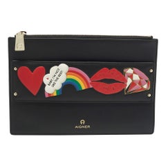 Aigner - Marsupio con zip a motivo in pelle nera