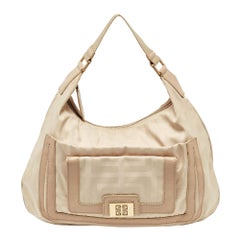 Givenchy Hobo signature en toile et cuir beige