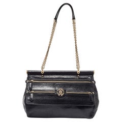 Roberto Cavalli Black Leather Diva Top Handle Bag