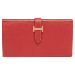 Cartera Hermes Rouge Vif Epsom de piel con fuelle Bearn