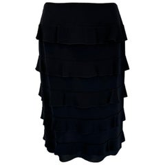 Chanel 1999a Gonna a balze in seta nera 36