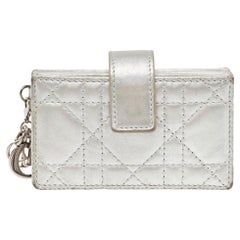 Dior Silver Cannage Leather Lady Dior 5 Gusset Card Holder