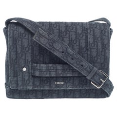 Dior Black Oblique Canvas Flap Messenger Bag