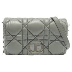 Dior Stone Grey Macrocannage Leather Mini Caro Bag