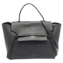 Celine Borsa a manico superiore con micro cintura in pelle nera