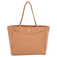 Tory Burch Brown Embossed Leather Bryant East West Tote