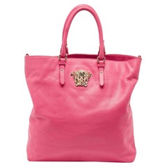 Tote verticale Palazzo Medusa in pelle rosa neon di Versace