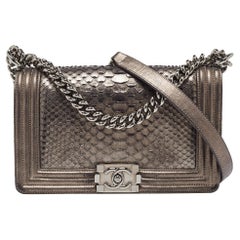 Chanel Metallic Quilted Leather Medium Boy Flap Bag