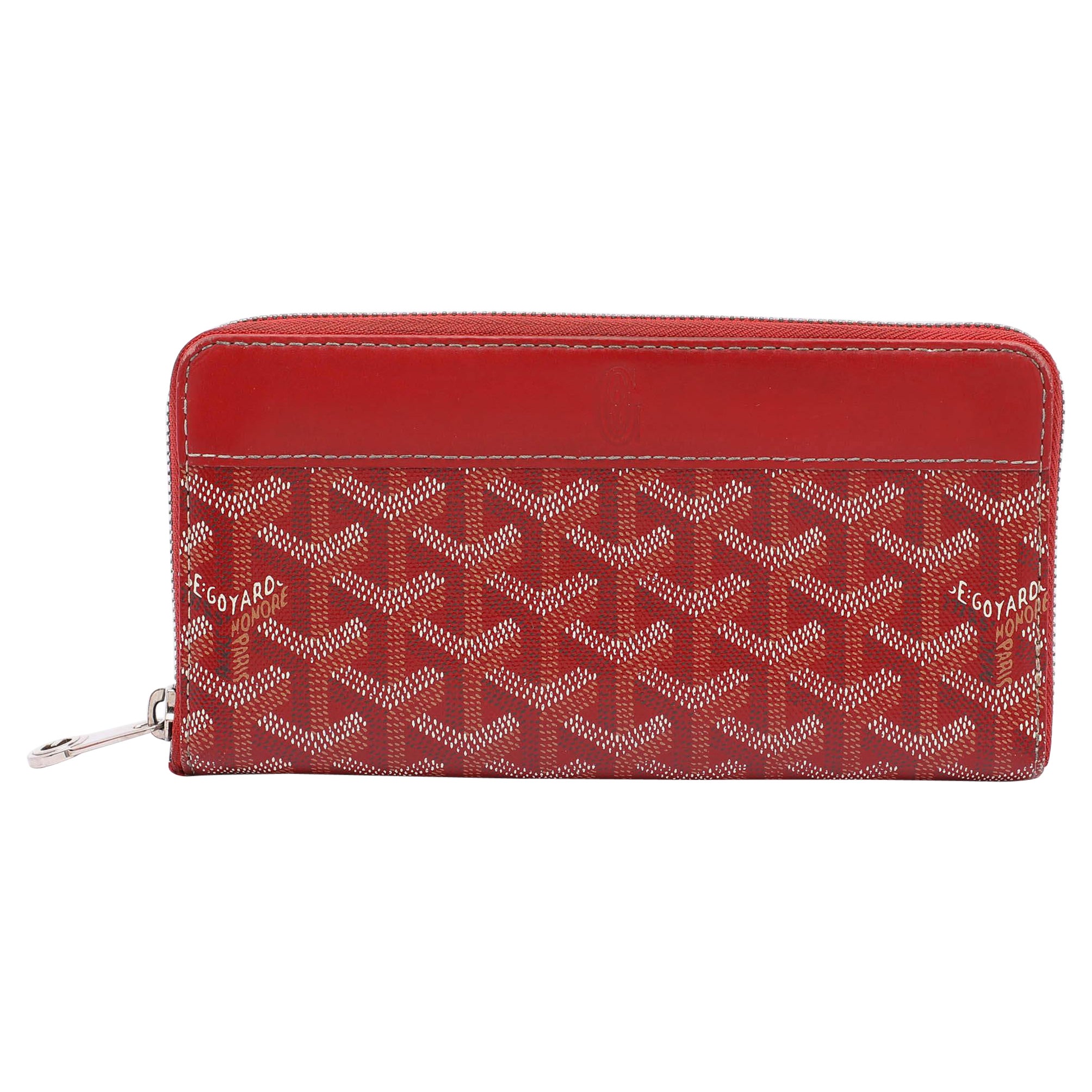Portafoglio con zip Goyard Red Goyardine Coates Canvas Matignon in vendita